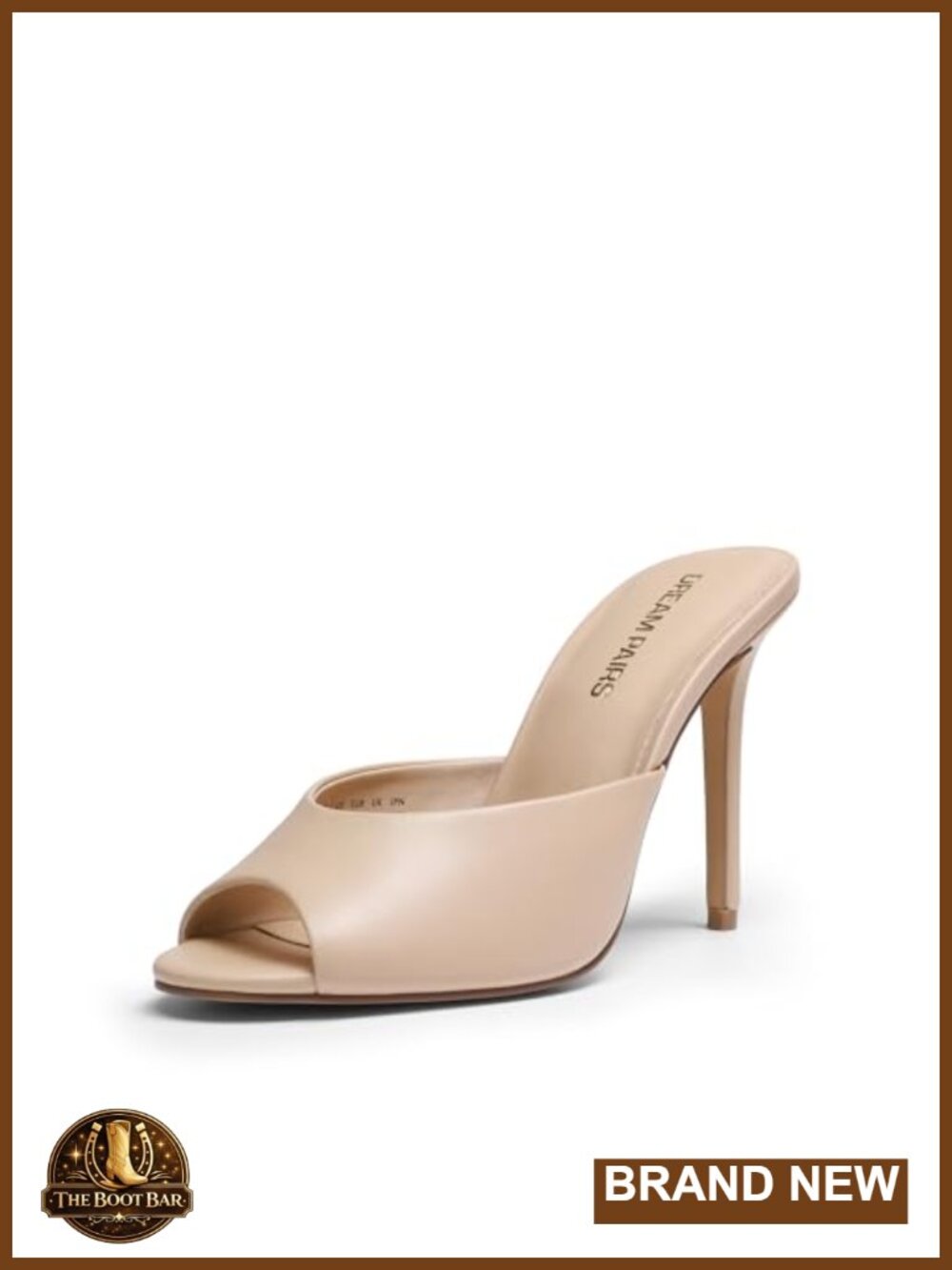 Stiletto Mule Heels Open Peep Toe Women's Dress Shoes 3.94 Inch